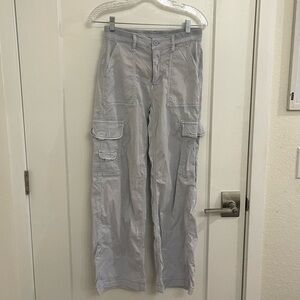 American Eagle Outfitters Light Gray Blue Wide Leg Cargo Pants Streetwear